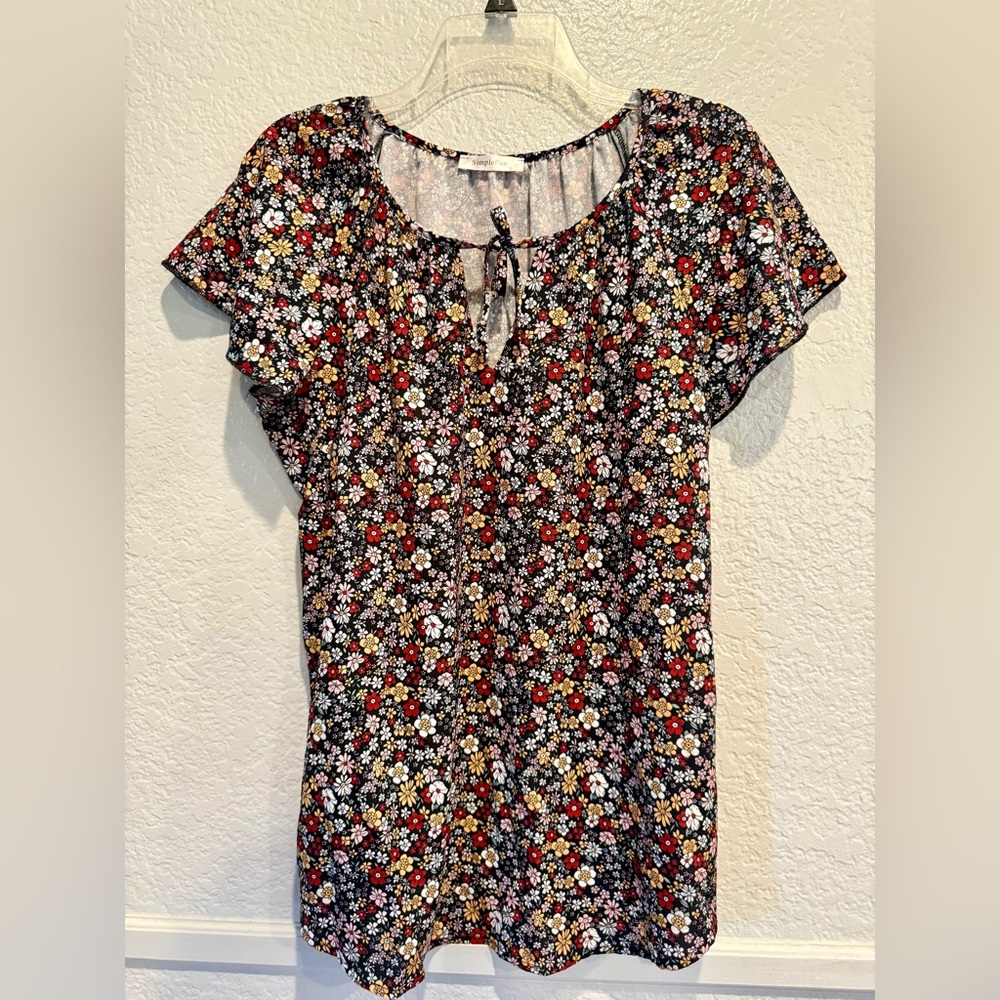 Floral Print Women's Blouse Simple Life size Large flowy